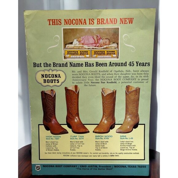 Nocona Boot Company Other - Nocona Boots Vintage Print Ad 1970s Western Cowboy Rancher Texas